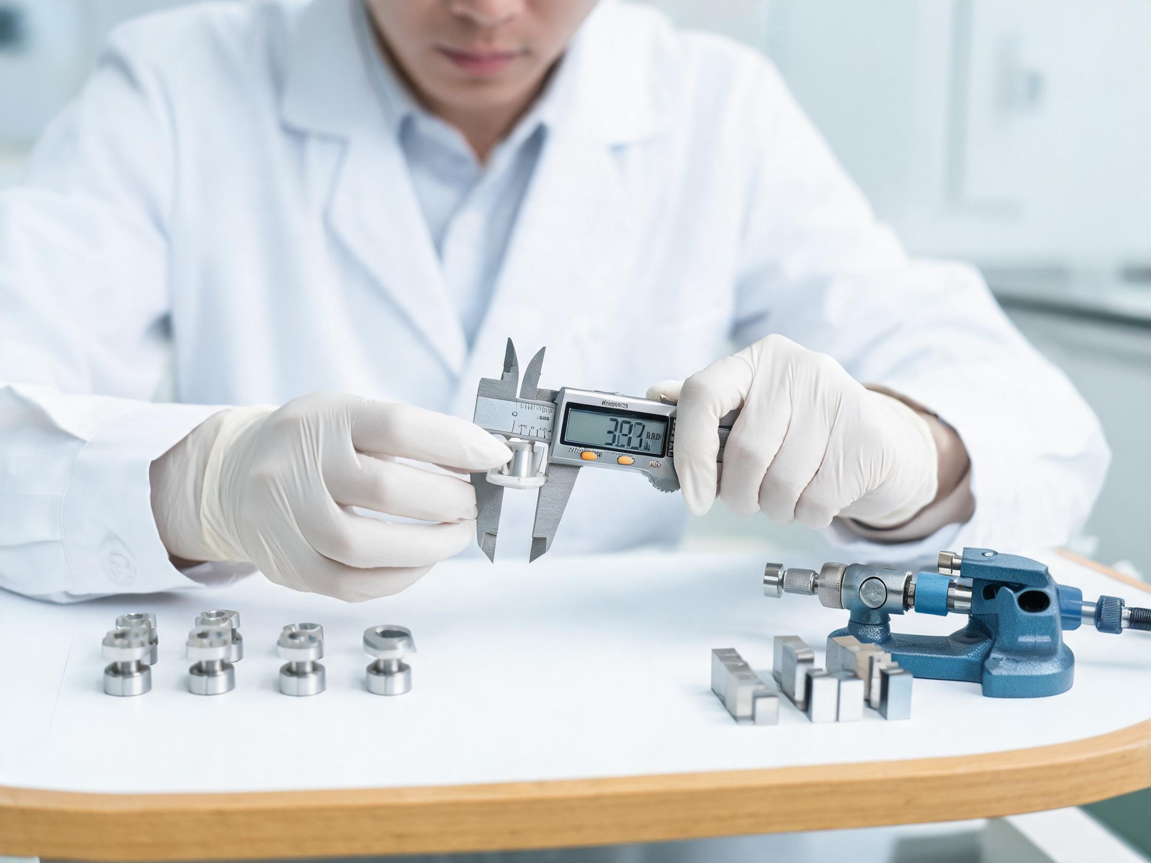 Quality control inspector examining product samples